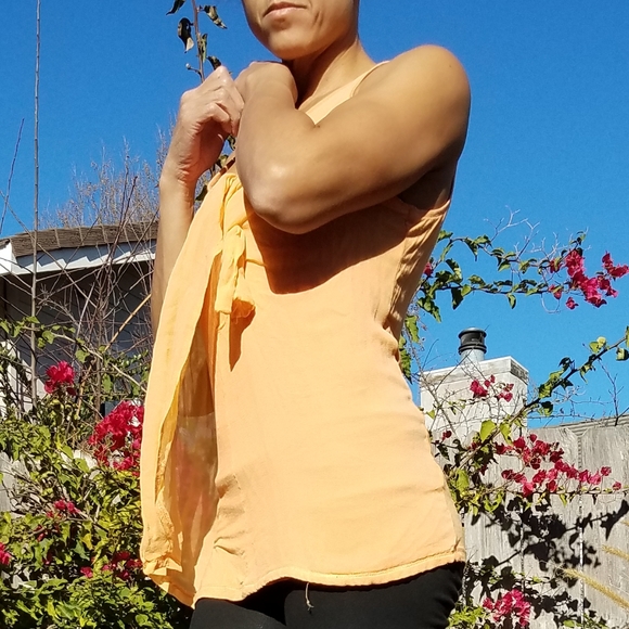 linQ Silk Overlay Tank in Marigold size Small - Picture 6 of 9